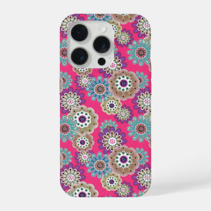 Coque iPhone 15 Pro Motif floral rustique coloré rétro 
