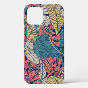Coque iPhone 12 Motif floral sans couture avec feuilles. dos tropi