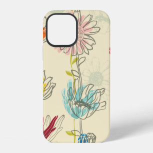 Coque iPhone 12 Motif floral sans couture avec fleurs dessinées à