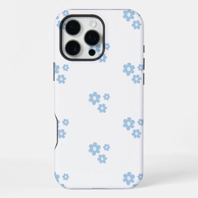 Coque iPhone Motif floral sans couture avec petites fleurs bleu (Verso)