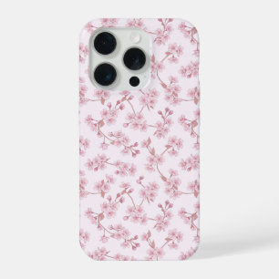 Coque iPhone 15 Pro Motif floral sans couture de fleurs de cerisier ro