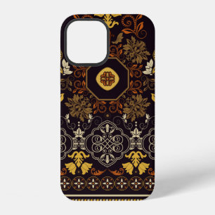 Coque iPhone 12 Motif floral sans couture. Décor indien vintage