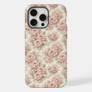 Coque iPhone 15 Pro Max Motif floral transparent de rose vintage élégant