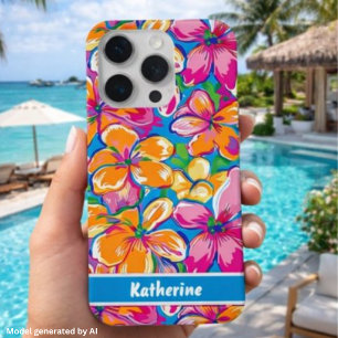 Coque iPhone 15 Pro Motif floral tropical coloré
