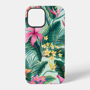 Coque iPhone 12 motif floral tropical sans couture avec hibiscus e