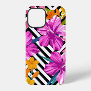 Coque iPhone 12 Motif floral tropical sans couture. Hibiscus et pa