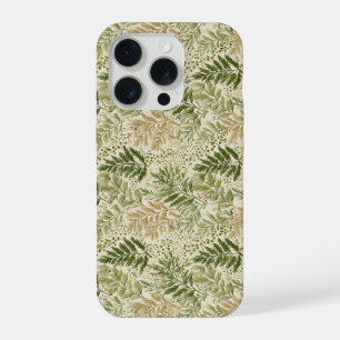 Coque iPhone 15 Pro Motif floral vert botanique beige