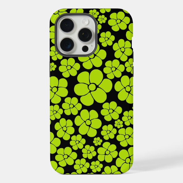Coque iPhone Motif floral - vert citron (Verso)