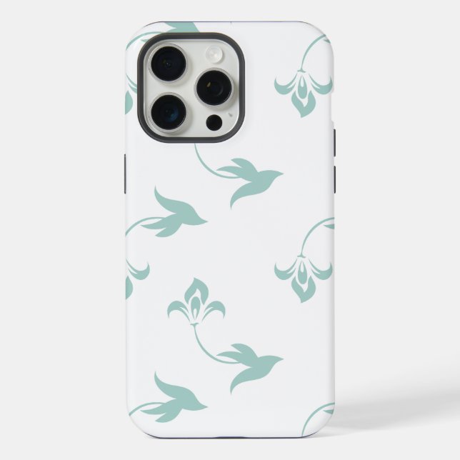 Coque iPhone Motif floral vert sans couture (Verso)