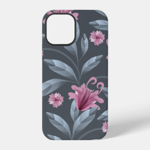 Coque iPhone 12 Motif floral vintage sans couture. Marron trans