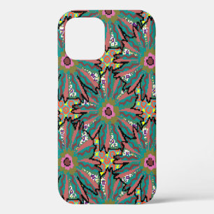 Coque iPhone 12 Motif floral vintage. Style doodle, fleurs de prin