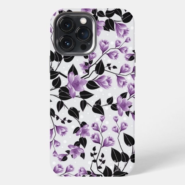 Coque iPhone Motif floral violet (Verso)