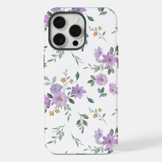Coque iPhone Motif floral violet aquarelle (Verso)