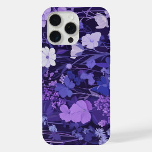 Coque iPhone 15 Pro Max Motif floral violet délicat 🌸 sur fond sombre