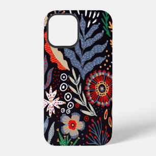 Coque iPhone 12 Motif folklorique, conception de textile sans cout
