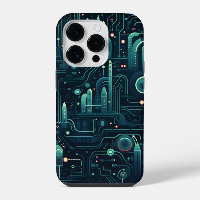 Coque iPhone Motif foncé électronique Sci-Fi (Verso)