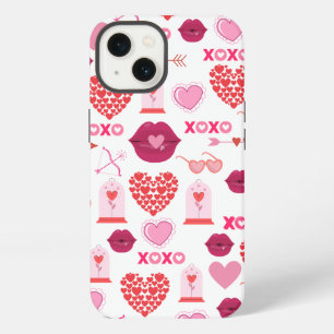 Etui iPhone 13 Motif Fond de la Saint-Valentin 2024 avec cœur