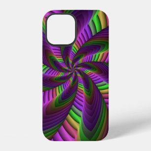 Coque iPhone 12 Motif fractal néon coloré énergique groovy