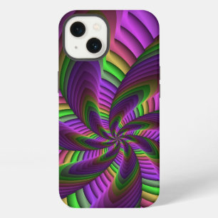 Etui iPhone 13 Motif fractal néon coloré énergique groovy