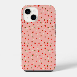 Coque Pour iPhone 14 Motif Fraises et Fleurs