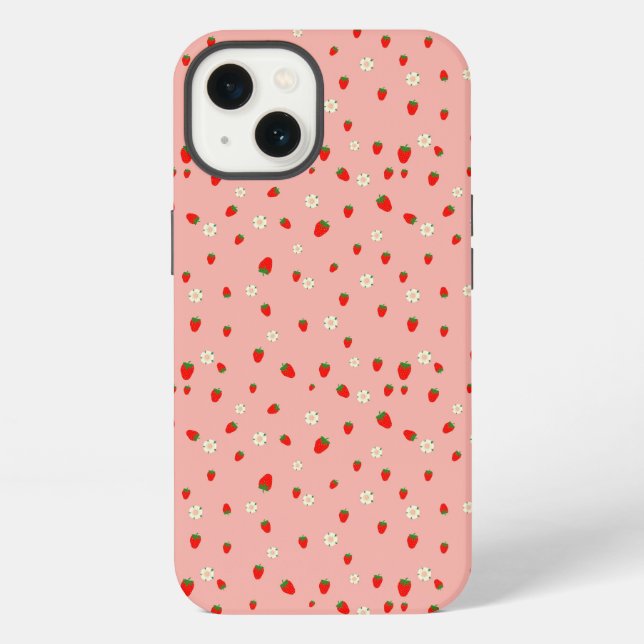 Coque iPhone Motif Fraises et Fleurs (Verso)