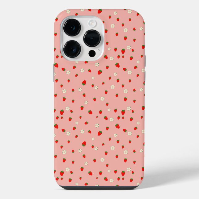 Coque iPhone Motif Fraises et Fleurs (Verso)