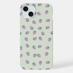 Coque iPhone 15 Plus Motif Fraises Violettes