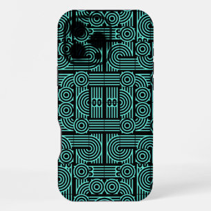 Coque iPhone 16 Pro Max Motif géométrique abstrait futuriste labyrinthique