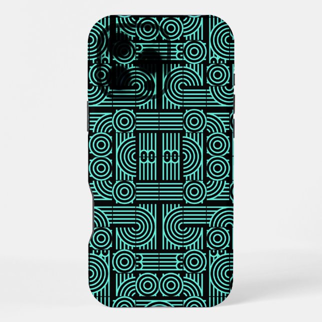 Coque iPhone Motif géométrique abstrait futuriste labyrinthique (Verso)