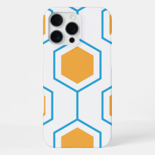 Coque iPhone 16 Pro Max Motif géométrique abstrait hexagonal en bleu orang