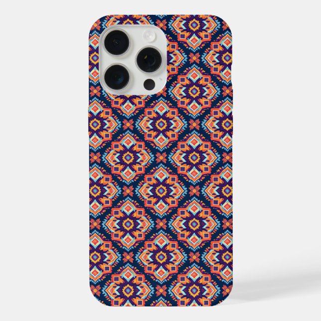 Coque iPhone Motif géométrique Aztec coloré (Verso)