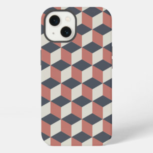 Etui iPhone 13 Motif géométrique bleu corail moderne