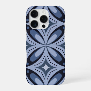 Coque iPhone 16 Pro Motif géométrique bleu de style rétro