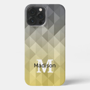 Etui iPhone 13 Pro Max Motif géométrique Cool gris jaune