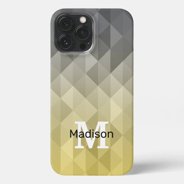 Coque iPhone Motif géométrique Cool gris jaune (Verso)