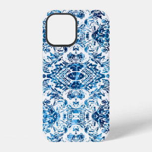 Coque iPhone 12 Motif géométrique damassé sans couture avec texte