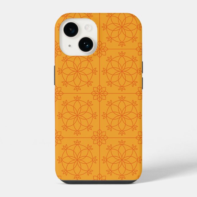 Coque iPhone Motif géométrique de mandala décoratif jaune (Verso)
