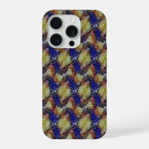 Coque iPhone 15 Pro Motif géométrique de vague bleu et or abstrait 129