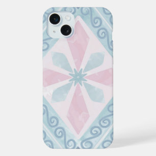 Coque iPhone 15 Plus Motif Géométrique Diamant Bleu