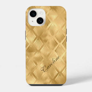Coque Pour iPhone 14 Motif géométrique doré exotique élégant