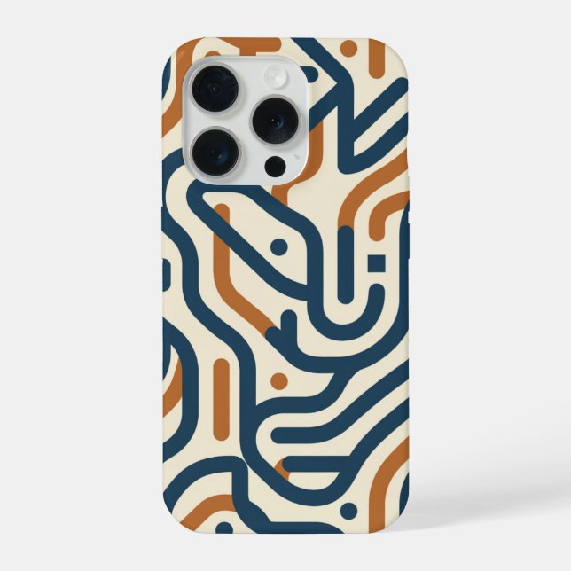 Coque iPhone Motif géométrique en labyrinthe orange brûlé de la (Verso)
