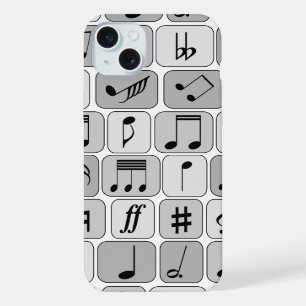 Coque iPhone 15 Plus Motif géométrique monochrome élégant de notes de m