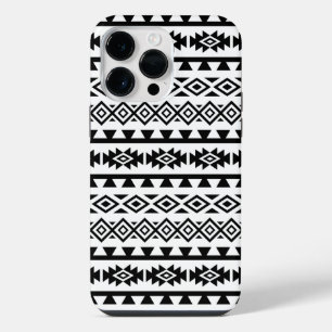 Coque Pour Pour iPhone 14 Pro Max Motif géométrique noir stylisé aztèque II sur fond