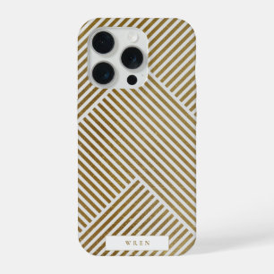 Coque iPhone 15 Pro Motif géométrique or élégant sophistiqué Luxe