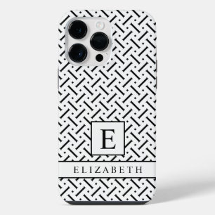 Coque Pour Pour iPhone 14 Pro Max Motif géométrique personnalisable blanc et noir