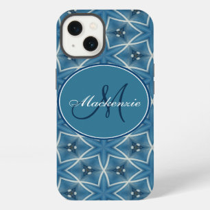 Etui iPhone 13 Motif géométrique répétitif à étoiles bleues Monog