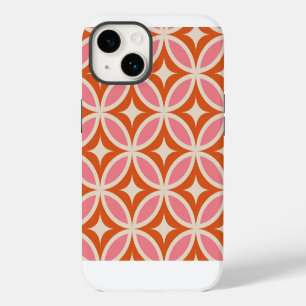 Coque Pour iPhone 14 Motif géométrique rose orange Mid Century Modern