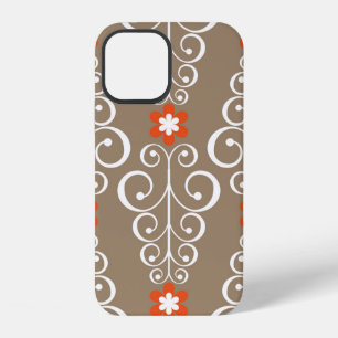 Coque iPhone 12 Motif géométrique sans couture avec des fleurs