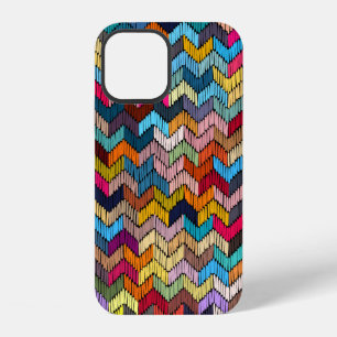 Coque iPhone 12 Motif géométrique transparent brodé. Ornement E