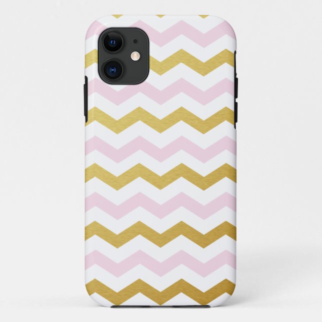 Coque iphone Motif Gold & Pink Chevron (Dos)